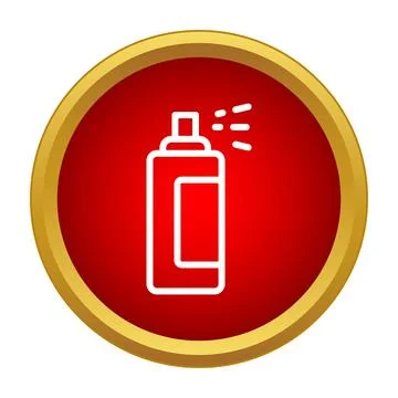 Spray can dispensing product inside red circle icon Stock Illustration