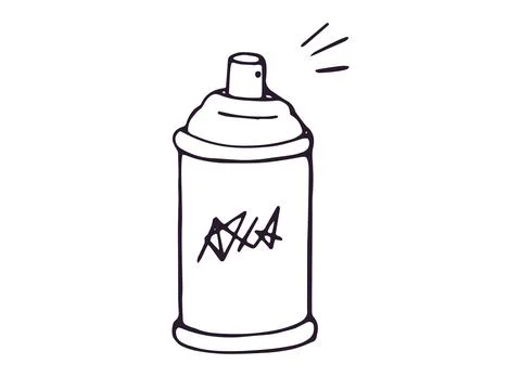 Spray Can Hand Drawn Doodle Outline Isolated on White Background Stockillustratie