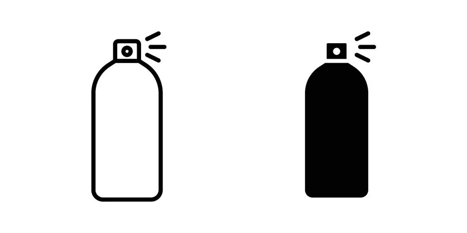Spray can icon silhouette vector set. thin line pack Stock Illustration