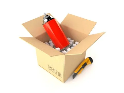 Spray can inside package Ilustração Stock