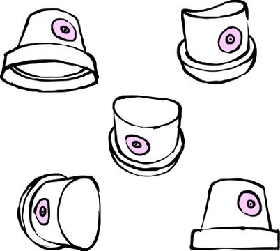 Spray can nozzle cap hand drawn on a white background Stock Illustration