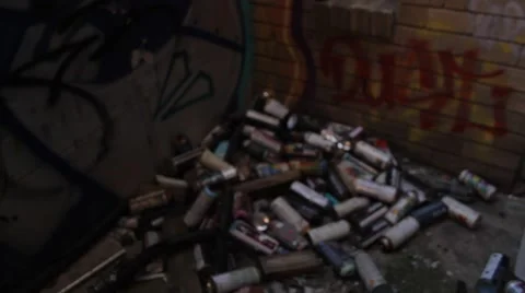 Spray can pile, graffiti Stock Footage 52311844