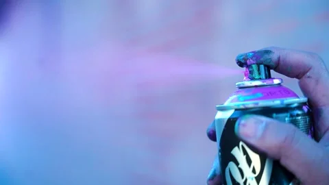 Spray Can Spraying in Slow Motion Stock Footage 256023521