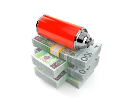 Spray can on stack of money Stockillustratie