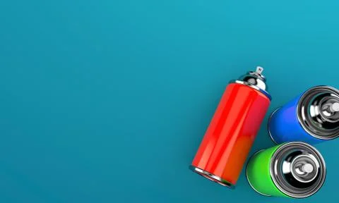 Spray cans on blue background Stock Illustration