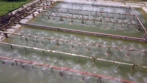 Spray cooling system of particle accelerator. Aerial orbital shot. Stock Footage 94755342