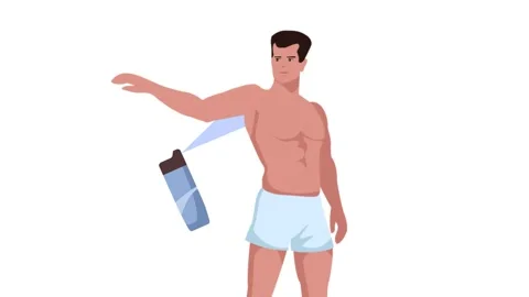 Spray deodorant. Animation of a man using body deodorant. Stock Footage 246580525