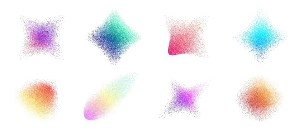 Spray Dot Grain Stippled Dotted Noise Elements Collection. Dirty Dust Sand イラスト素材