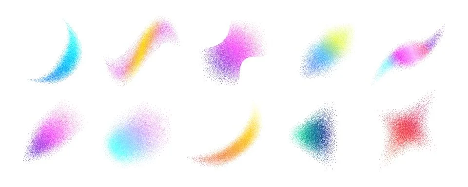 Spray Dot Grain Stippled Dotted Noise Elements Collection. Dirty Dust Sand 스톡 일러스트