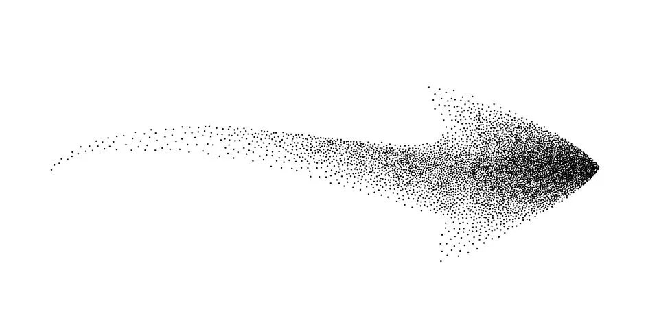 Spray Dot Grain Stippled Dotted Noise Arrow Shape Element. Dirty Dust Sand イラスト素材