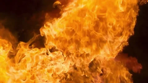 Spray Fire Spread And Exploding Slow Motion In Black Ground Video stock 155421392