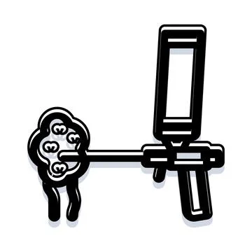Spray foam applicator tool applying insulation material Stock Illustration
