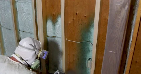 Spray Foam Insulation first coat Stock Footage 165131981