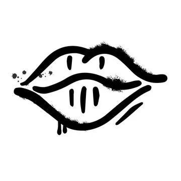 Spray graffiti lips. Texture element, isolated on white background. Vector Illustration
