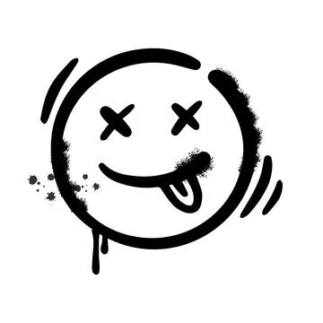 Spray graffiti sick face. Texture element, isolated on white background. Vector Stock Illustration