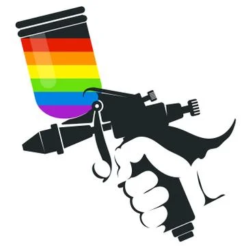 Spray gun in hand Stock Illustration