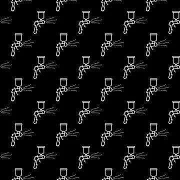 Spray Gun pattern - vector geometric outline dark seamless background イラスト素材