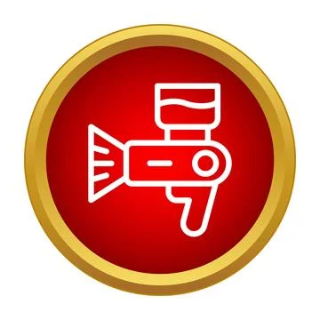 Spray gun tool applying paint coating icon Stock Illustration