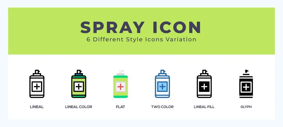 Spray icon set. Design elements for logo Illustrazione stock