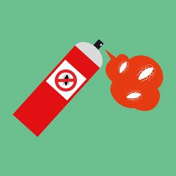 Spray insecticide on the cockroach. Pest control. Stock-Illustration