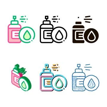 Spray lotion drop cosmetic vector multistyle thin line icon Stock Illustration