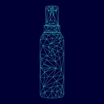 Spray low poly triangulation triangulated polygonal electric cyan blue vibran Stock Illustration