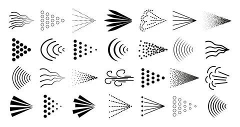Spray mist icon pack isolated on transparent background. Black spray steam icons Stock Illustration