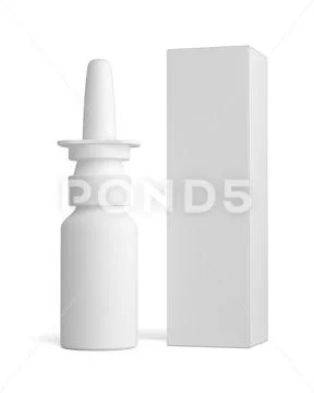 Spray nasal plastic bottle and tall paper box Stock Illustration