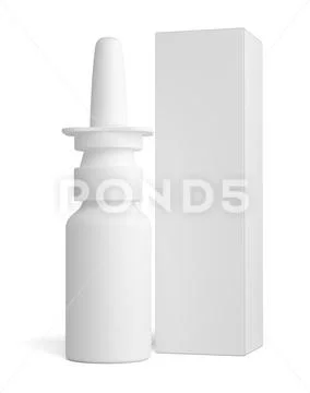 Spray nasal plastic bottle and tall paper box Stock Illustration