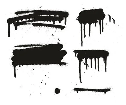Spray Paint Abstract Vector Backgrounds, Lines &amp; Drips Set 02 Stock Illustration