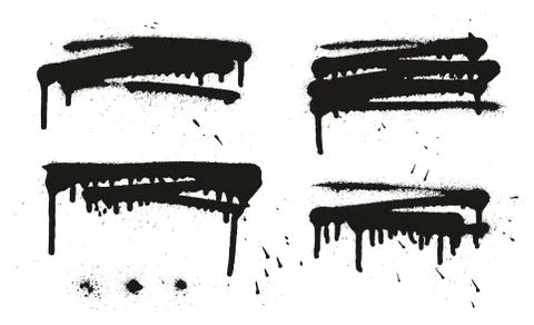 Spray Paint Abstract Vector Backgrounds, Lines &amp; Drips Set 16 Illustrazione stock