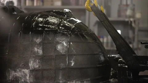 Spray paint application. Heavy industry. Application of paint with a gun. Metal Stock Footage 161384185