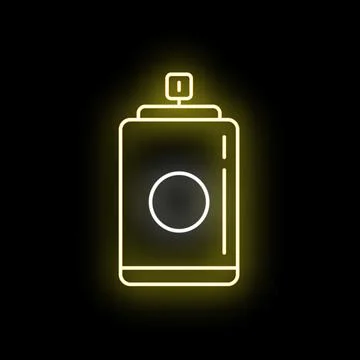 Spray paint can neon glowing outline art icon 스톡 일러스트
