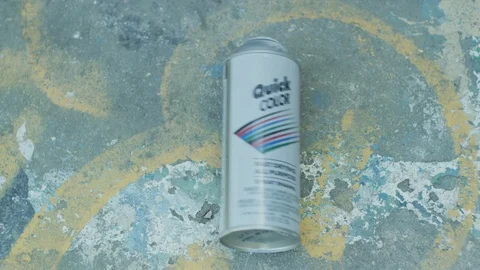 Spray Paint Can Rolling Through Frame 4k Stock Footage 92378126