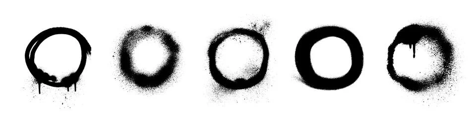 Spray paint circle collection Stock Illustration