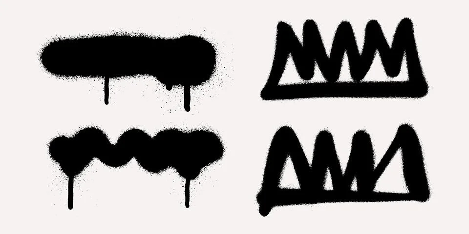 Spray Paint Drip and Crown Shape Set Stock Illustration