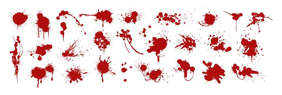 Spray paint drips, red inky blots, graffiti splatters or speckles with horror Stock Illustration