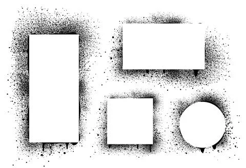 Spray paint frames, black graffiti stencil borders Stock Illustration