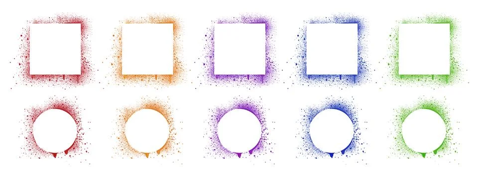 Spray paint frames, colour brush graffiti borders Illustrazione stock