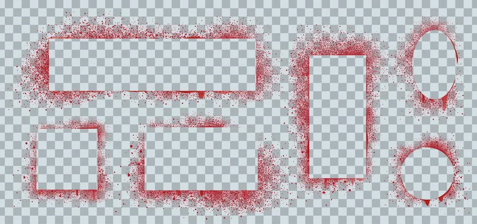 Spray paint frames, red brush graffiti borders Stock Illustration