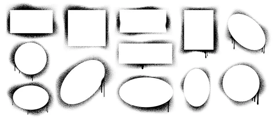 Spray paint frames. Stencil graffiti splatter grunge effect, brush splash border イラスト素材