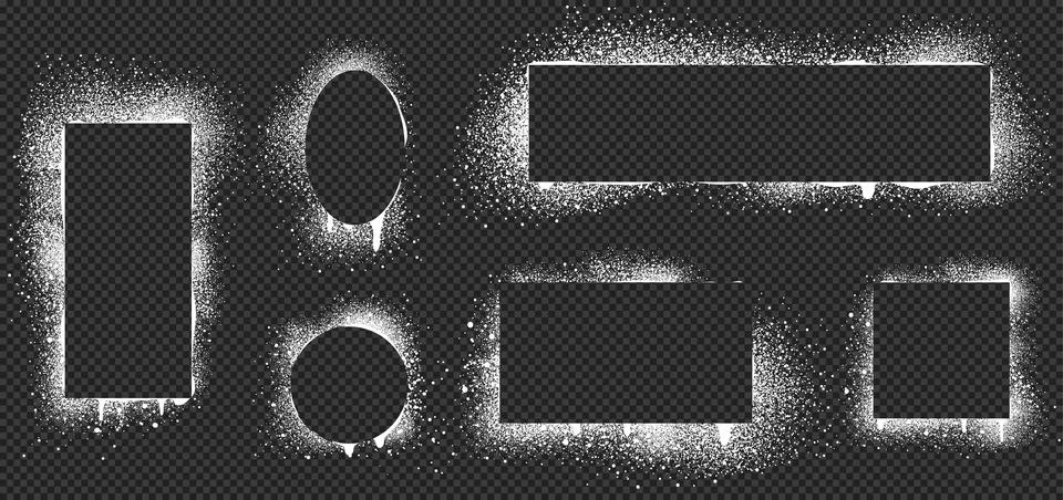 Spray paint frames, white brush graffiti borders Stock Illustration
