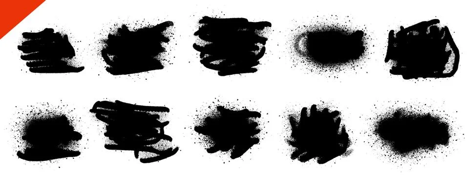 Spray paint grunge text boxes with rough splatter and ink texture. Street spray イラスト素材