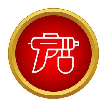 Spray paint gun in a red circle icon Stock Illustration