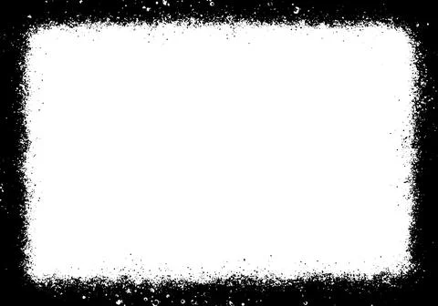 Spray paint splatter texture frame on white background, with artistic and d.. Stock Illustration