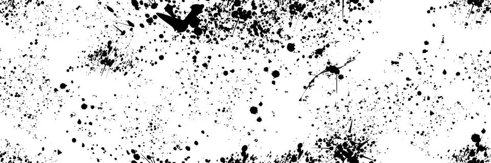 Spray paint splatters pattern, black drips, inky blots, graffiti splashes or Stock Illustration