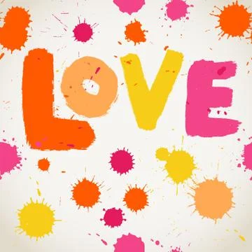 Spray paint watercolor vector seamless pattern with love letters. valentine's Stock Illustration