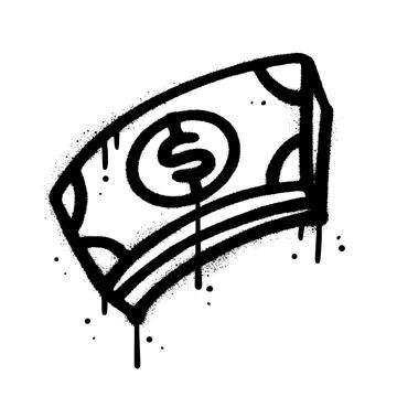 Spray Painted Graffiti stack of dollars icon Word Sprayed isolated with a white Illustrazione stock