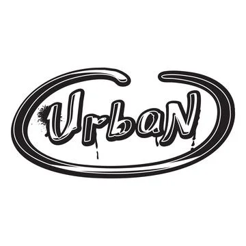 Spray painted graffiti Urban text, vector black spray paint textured stylized Stock Illustration