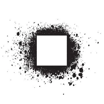 Spray painted square dot frame. Paint circular rectangle vector splatter spray. Stock Illustration
